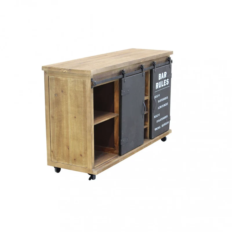 Mobile in legno "Edmond" con 13 ripiani, e 2 ante scorrevoli 123 x 41 x 74 h cm