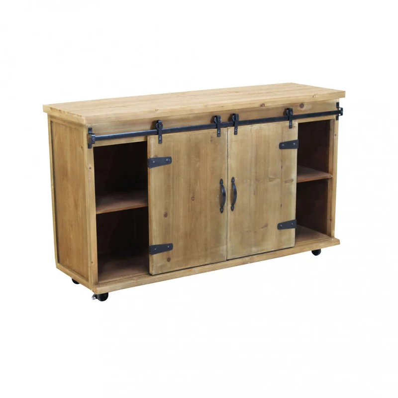 Mobile in legno "Dominic" con 9 ripiani e 2 ante scorrevoli, 123 x 41 x 75 h cm