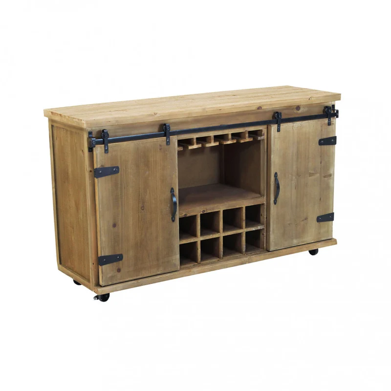 Mobile in legno "Dominic" con 9 ripiani e 2 ante scorrevoli, 123 x 41 x 75 h cm