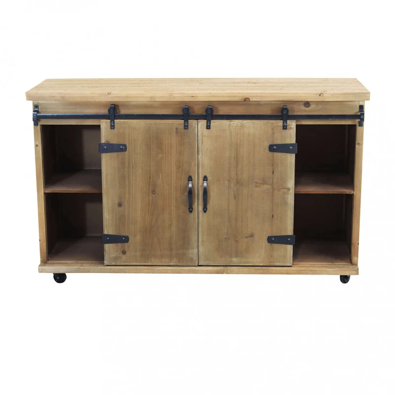 Mobile in legno "Dominic" con 9 ripiani e 2 ante scorrevoli, 123 x 41 x 75 h cm