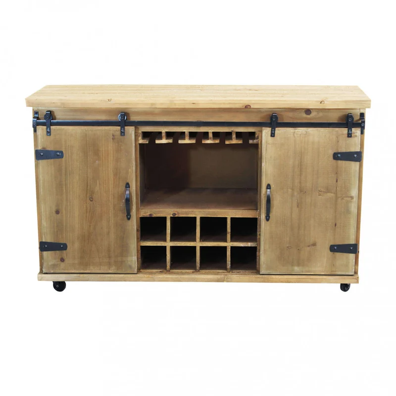 Mobile in legno "Dominic" con 9 ripiani e 2 ante scorrevoli, 123 x 41 x 75 h cm