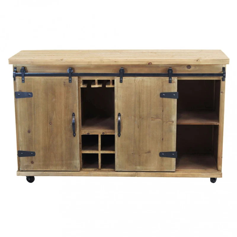 Mobile in legno "Dominic" con 9 ripiani e 2 ante scorrevoli, 123 x 41 x 75 h cm