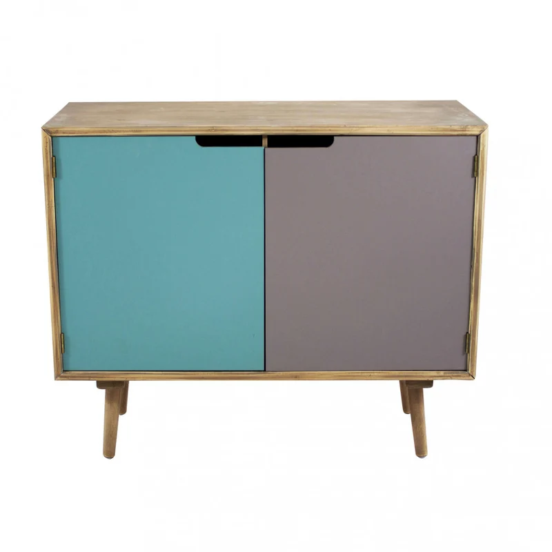 Mobiletto "Niagara" struttura in MDF, gambe in legno di pino, grigio e blu, 80 x 35,5 x 66,8 h cm