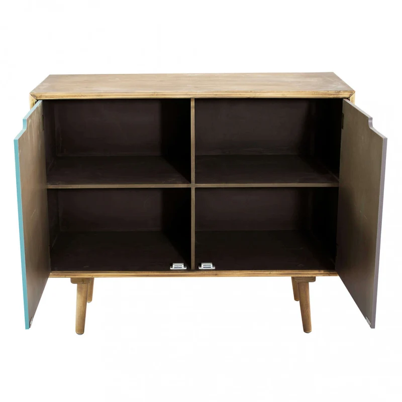 Mobiletto "Niagara" struttura in MDF, gambe in legno di pino, grigio e blu, 80 x 35,5 x 66,8 h cm