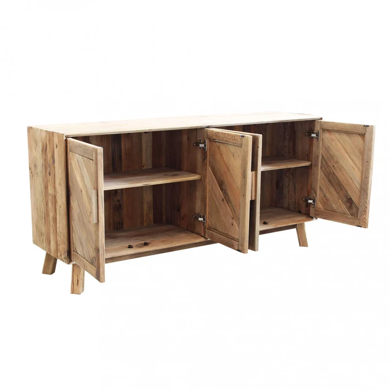Mobile "Roland" con con 4 ante in legno di pino riciclato , 180 x 48 x 85 h