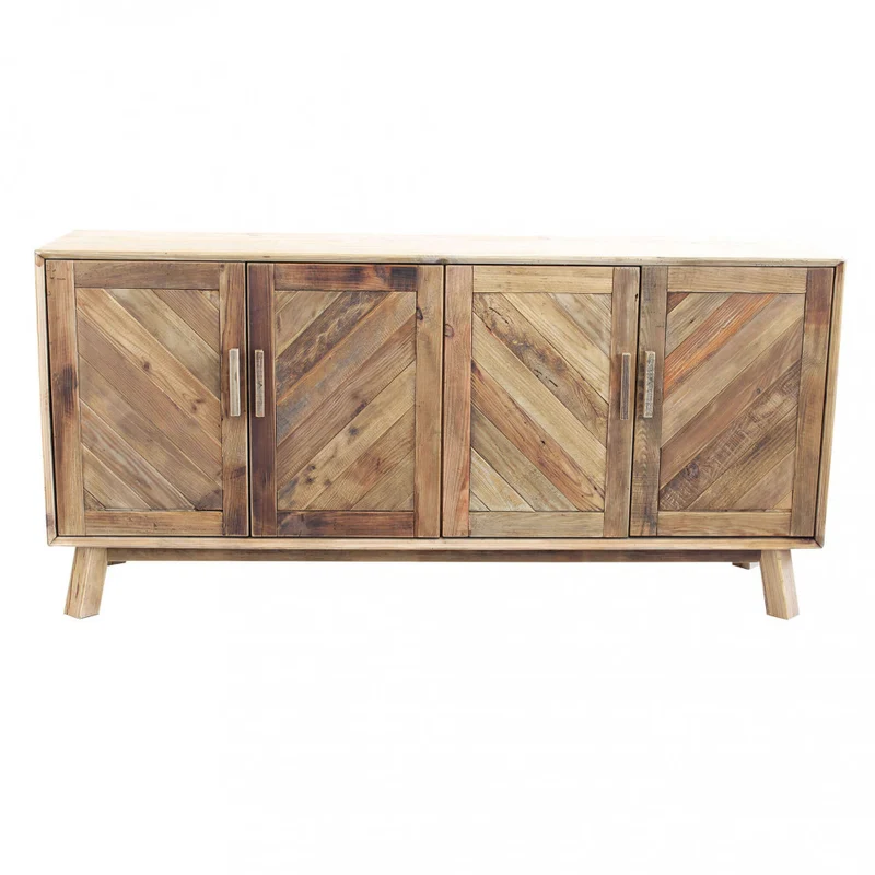 Mobile "Roland" con con 4 ante in legno di pino riciclato , 180 x 48 x 85 h
