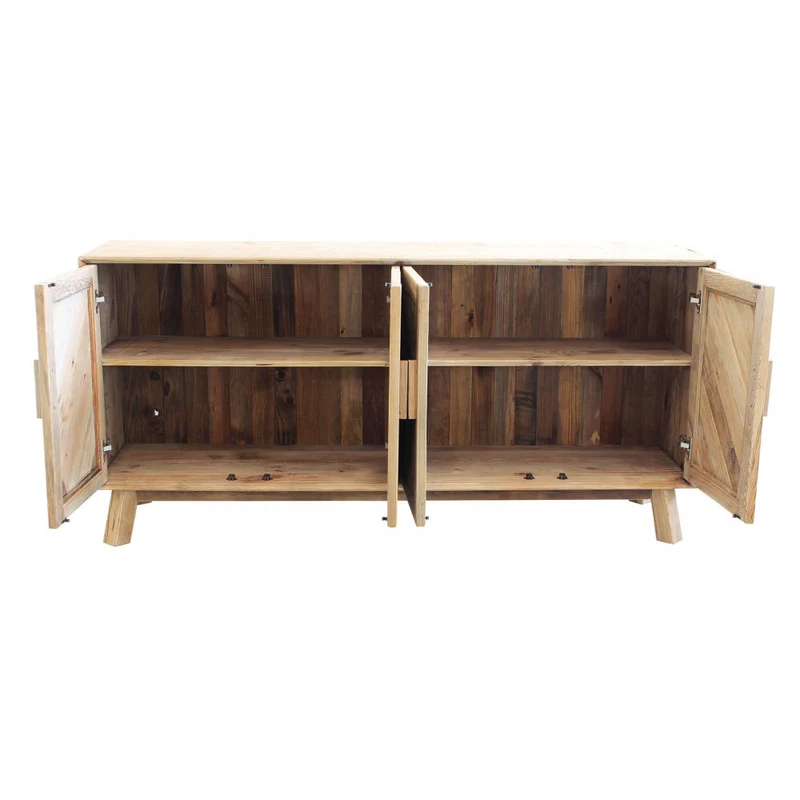 Mobile "Roland" con con 4 ante in legno di pino riciclato , 180 x 48 x 85 h