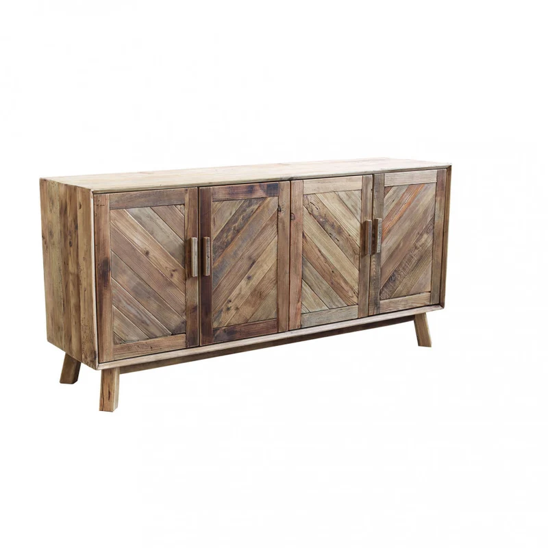 Mobile "Roland" con con 4 ante in legno di pino riciclato , 180 x 48 x 85 h
