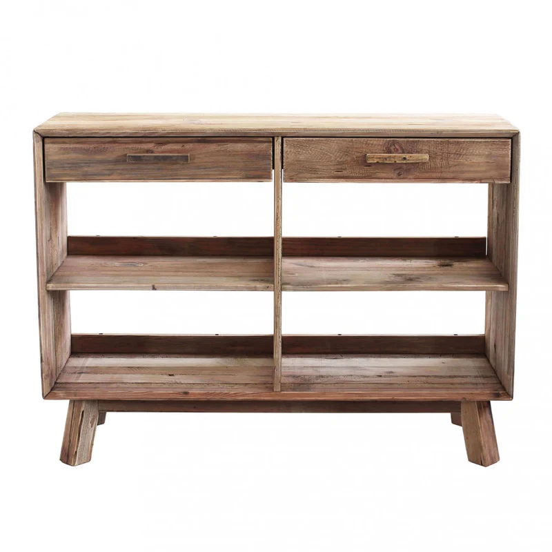 Mobile "Dylan" con 2 cassetti e 4 ripiani in legno di pino riciclato, 117,8 x 40 x 85 h cm