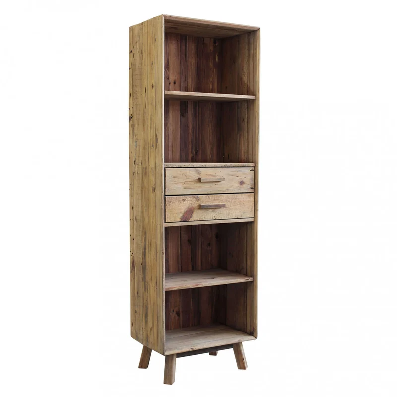 Mobile "Dylan" con 2 cassetti e 4 ripiani in legno di pino riciclato, 117,8 x 40 x 85 h cm
