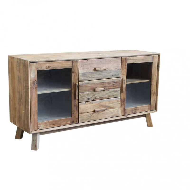 Mobile "Dylan" con 2 cassetti e 4 ripiani in legno di pino riciclato, 117,8 x 40 x 85 h cm