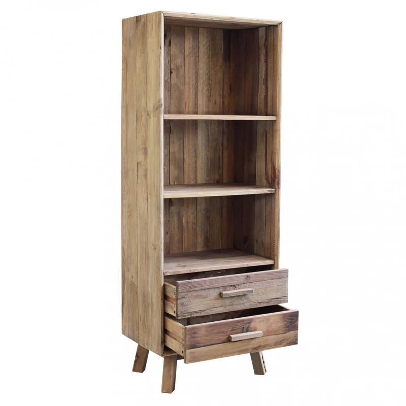 Mobile "Dylan" con 2 cassetti e 4 ripiani in legno di pino riciclato, 117,8 x 40 x 85 h cm
