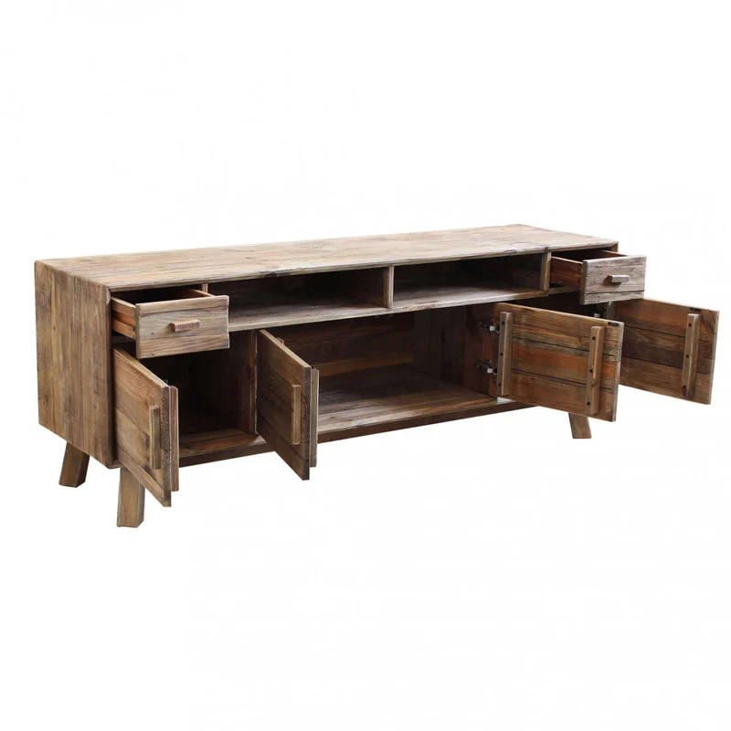 Mobile "Dylan" con 2 cassetti e 4 ripiani in legno di pino riciclato, 117,8 x 40 x 85 h cm
