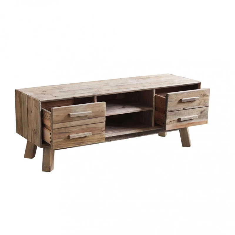 Mobile "Dylan" con 2 cassetti e 4 ripiani in legno di pino riciclato, 117,8 x 40 x 85 h cm