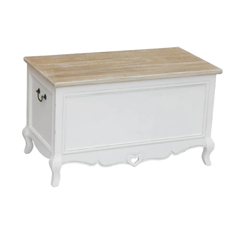 Credenza "Cuore" in legno, bianco e nocciola, con 2 ante e 2 cassetti 86x37x85cm