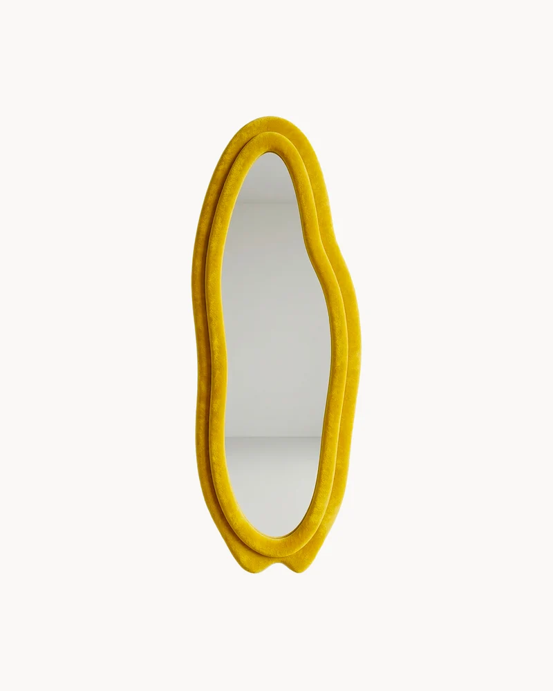 Specchio irregolare con cornice in velluto Emile