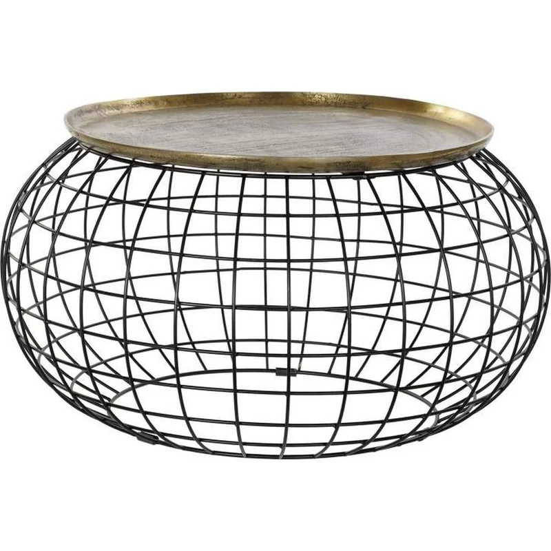 Tavolino industrial chic dorato