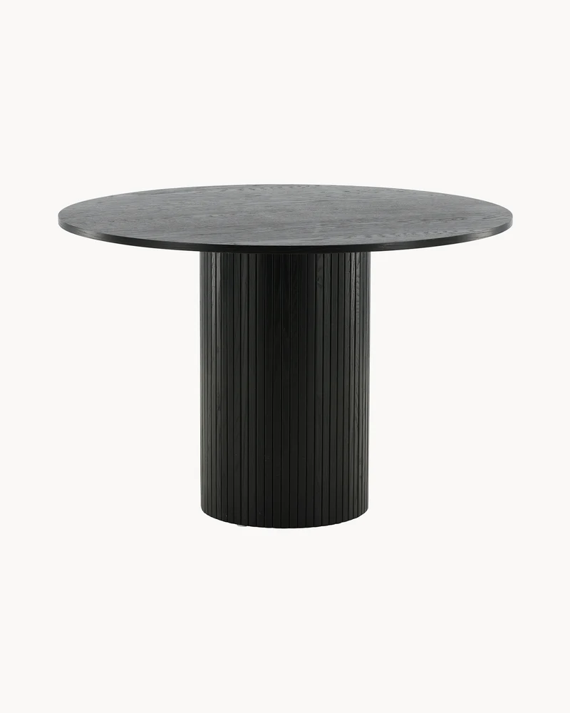 Tavolo da pranzo rotondo con base scanalata Bianca