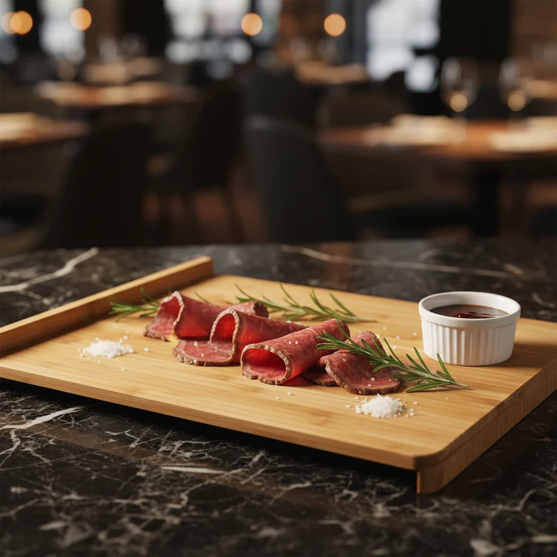 Tagliere rettangolare da portata in legno di bambù per alimenti, 38 x 45 cm