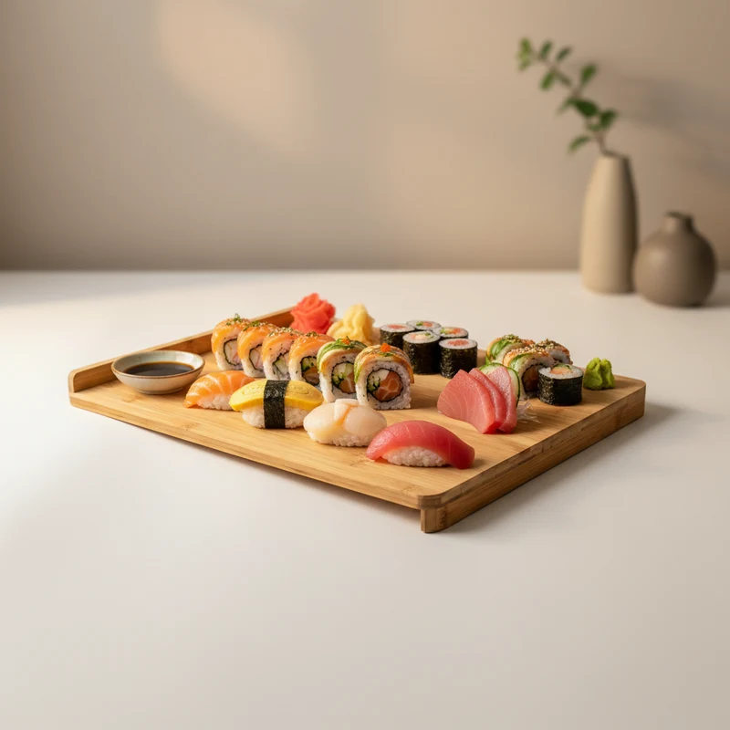 Tagliere rettangolare da portata in legno di bambù per alimenti, 38 x 45 cm