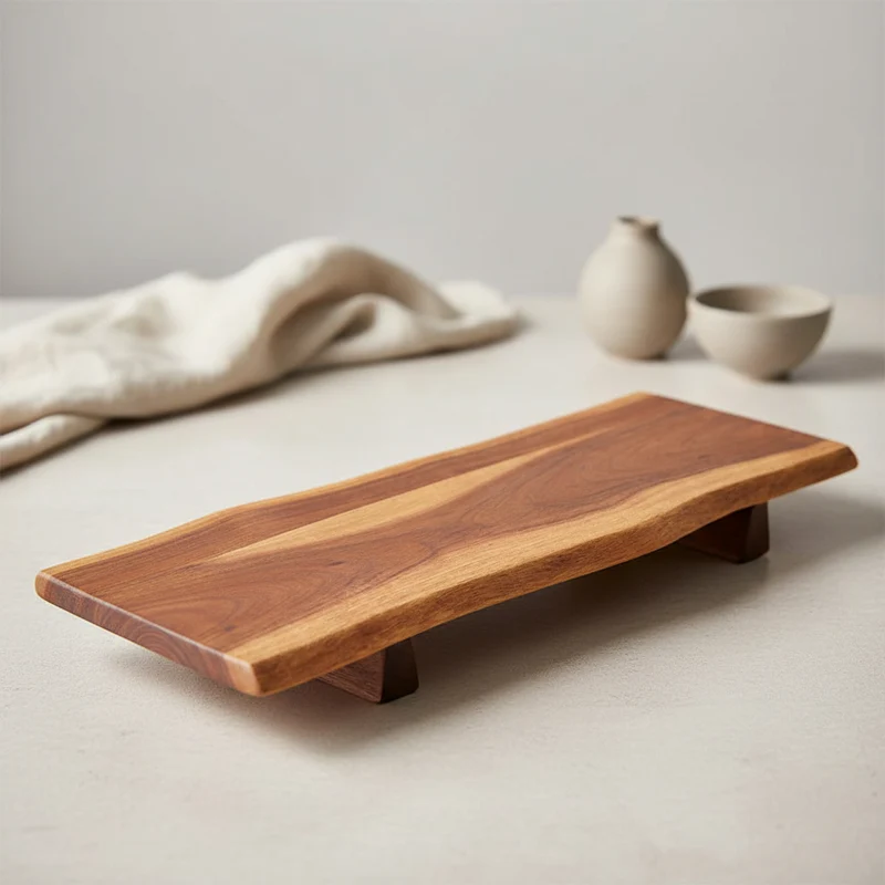 Tagliere rettangolare da portata in legno di naturale per alimenti, 50 x 20 cm