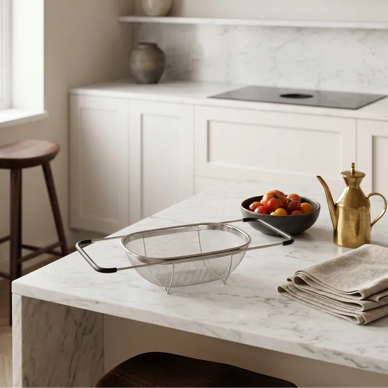 Scolapasta in acciaio inox, utensile da cucina con manici
