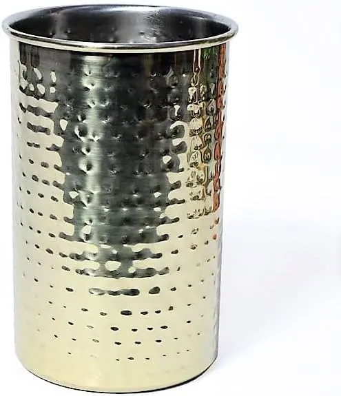 Porta bottiglia in acciaio martellato da Ø 12 cm, centrotavola per pranzi e cene