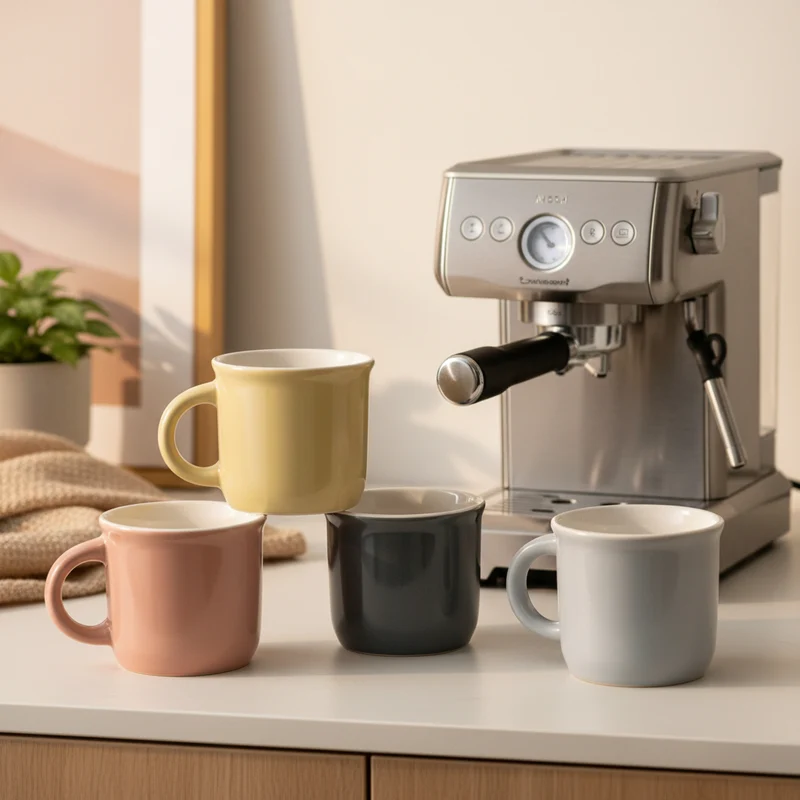 Tazzine da caffè colore tinta unita in ceramica, set da 4 pezzi