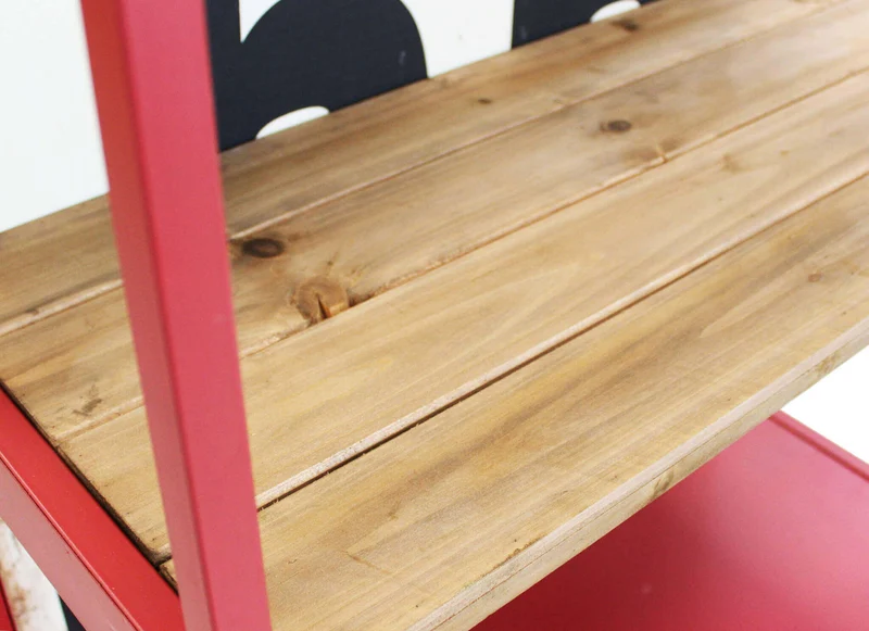 Mobile cantinola "Clayton" bianco e rosso, in metallo e legno 80,5 x 37 x 152,5 h cm