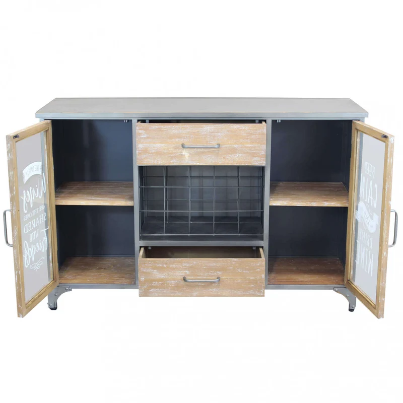 Vetrina "Christian" nero e marrone in acciaio e legno, per interno 124 x 39,5 x 80 h