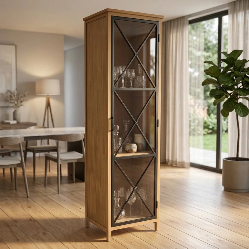 Mobile "Celestine" marrone metallo e legno, per interno 53 x 46 x 183,5 h