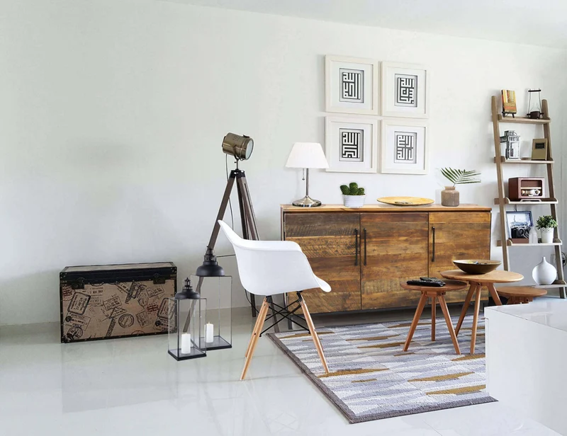 Mobile "Bram" naturale con 3 ante con gambe in metallo nero, 150 x 40 x 86 h cm