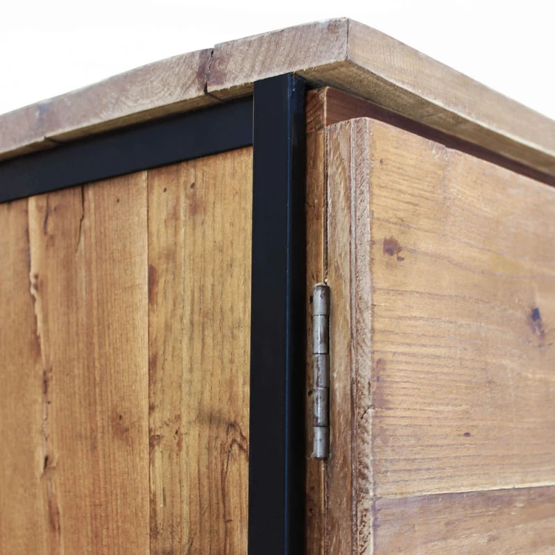 Mobile "Boniface" naturale con 2 ante e 3 cassetti con gambe in metallo nero, 150 x 40 x 86 h cm