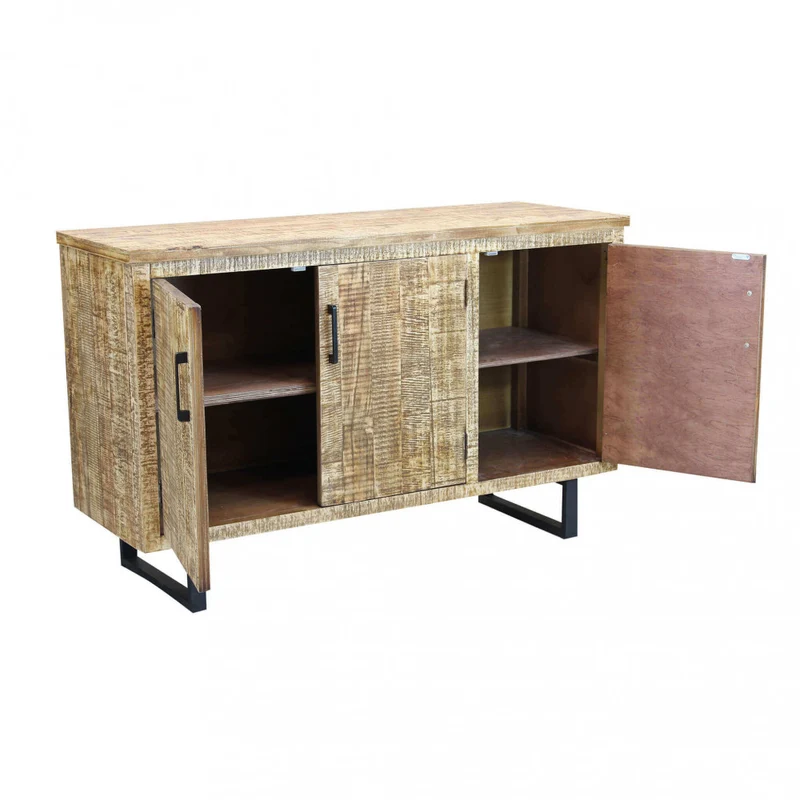Mobile "Benson" con 3 ante con gambe in metallo nero 135 x 45 x 83 cm