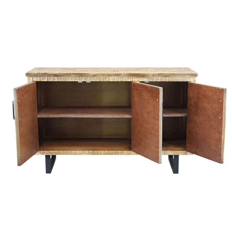 Mobile "Benson" con 3 ante con gambe in metallo nero 135 x 45 x 83 cm
