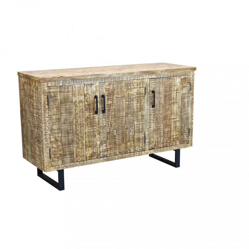 Mobile "Benson" con 3 ante con gambe in metallo nero 135 x 45 x 83 cm