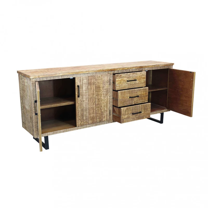 Mobile "Barret"con 3 ante e 3 cassetti con gambe in metallo nero, 200 x 45 x 83 h cm