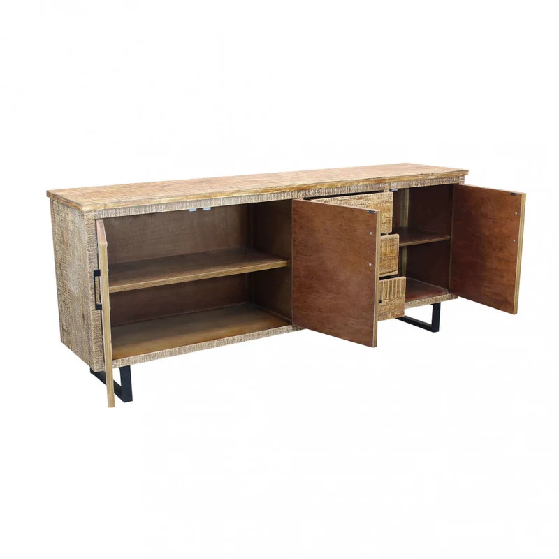 Mobile "Barret"con 3 ante e 3 cassetti con gambe in metallo nero, 200 x 45 x 83 h cm