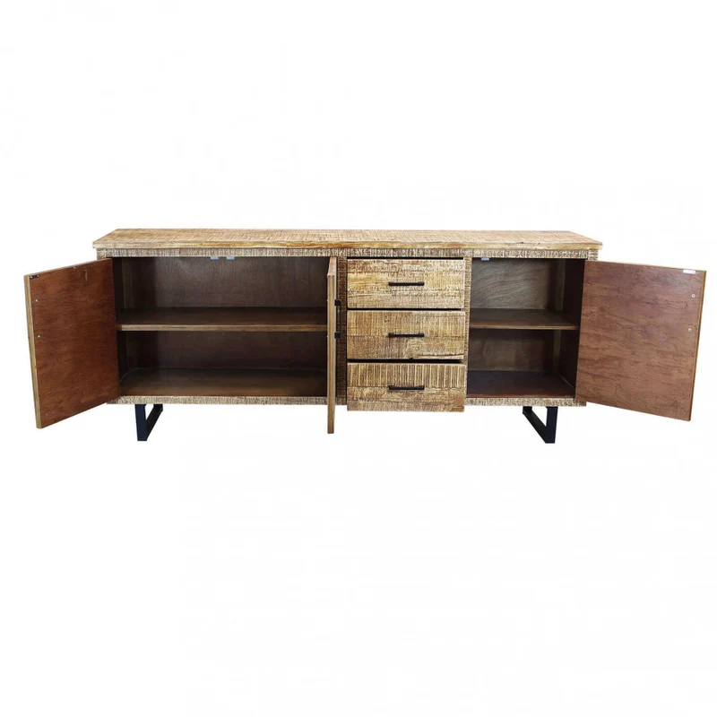 Mobile "Barret"con 3 ante e 3 cassetti con gambe in metallo nero, 200 x 45 x 83 h cm