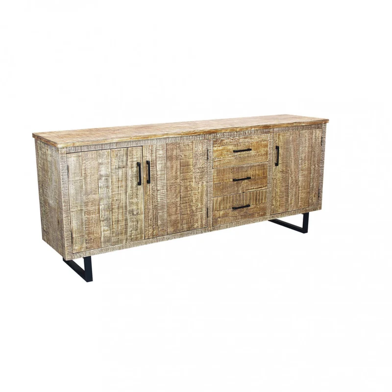 Mobile "Barret"con 3 ante e 3 cassetti con gambe in metallo nero, 200 x 45 x 83 h cm