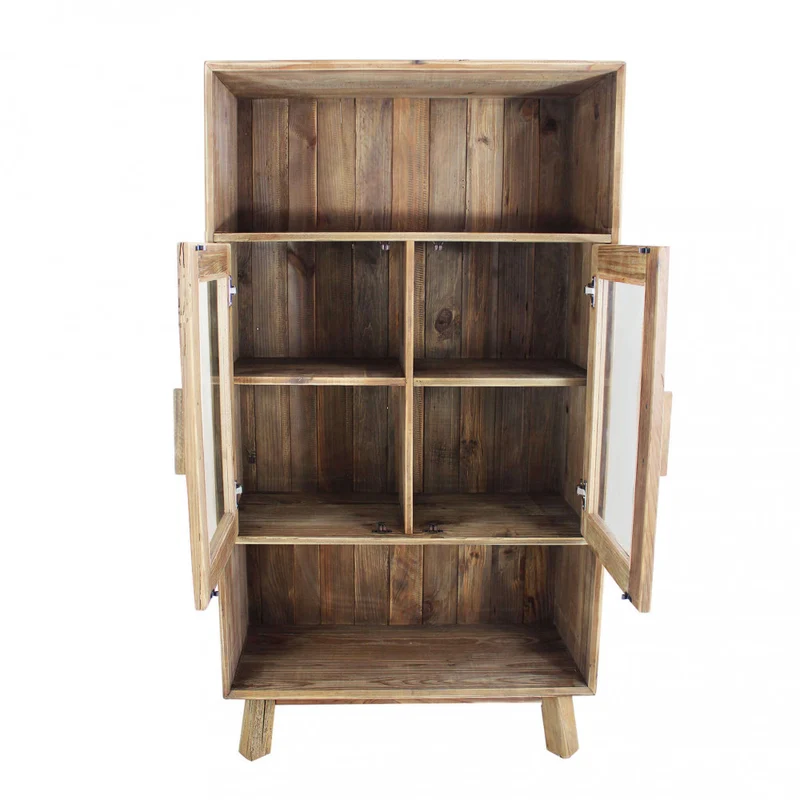 Mobile "Elvin" con 2 ripiani e 2 ante legno di pino riciclato, 90 x 40 x 160 h cm