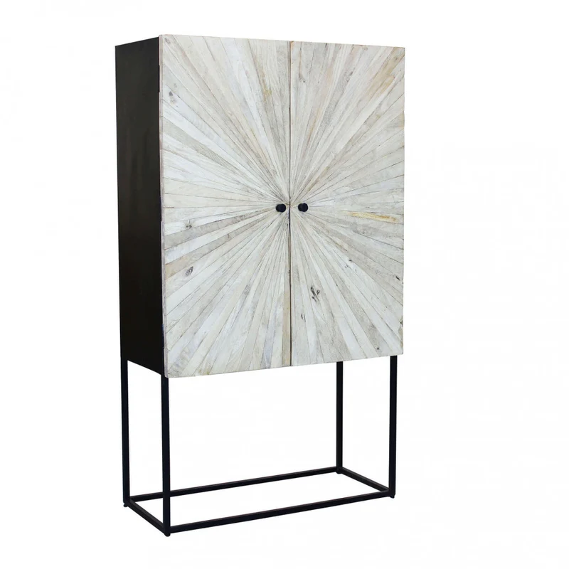 Mobile "Judd" con decoro naturale con 4 ante in legno di mango con struttura in ferro, 90 x 40 x 160 h cm