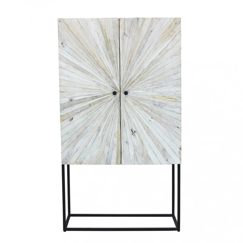 Mobile "Judd" con decoro naturale con 4 ante in legno di mango con struttura in ferro, 90 x 40 x 160 h cm