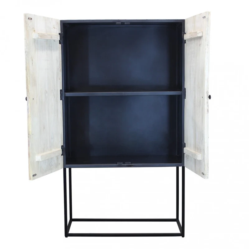 Mobile "Judd" con decoro naturale con 4 ante in legno di mango con struttura in ferro, 90 x 40 x 160 h cm