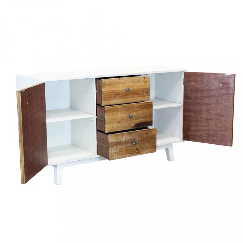 Mobile "Austen" con 2 ante e 3 cassetti con decoro color naturale, 142 x 45 x 83 h cm
