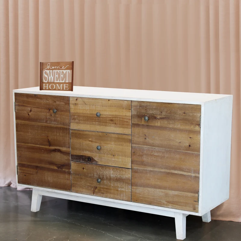 Mobile "Austen" con 2 ante e 3 cassetti con decoro color naturale, 142 x 45 x 83 h cm