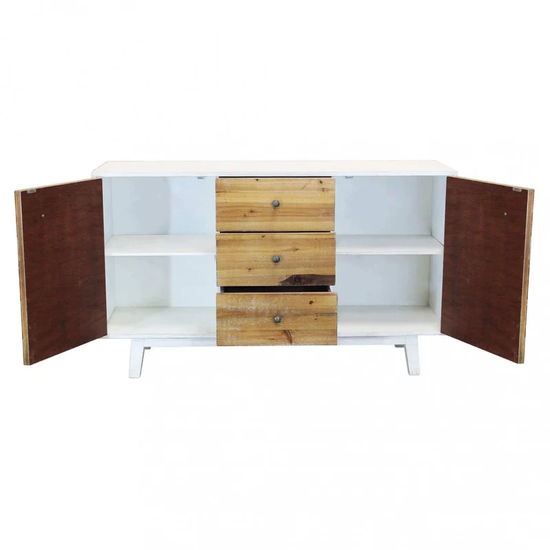 Mobile "Austen" con 2 ante e 3 cassetti con decoro color naturale, 142 x 45 x 83 h cm