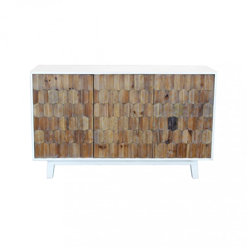 Mobile "Archie" con 3 ante con decoro color naturale, 135 x 45 x 80 h cm