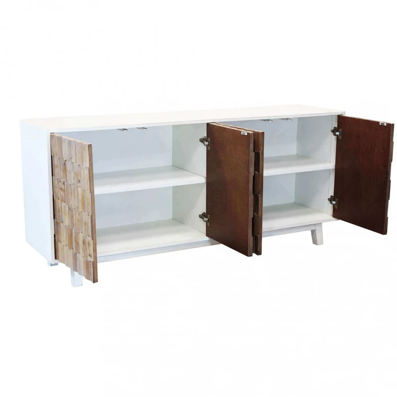 Mobile "Antwan" con 4 ante con decoro color naturale, 180 x 45 x 80 h cm