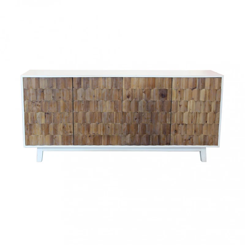 Mobile "Antwan" con 4 ante con decoro color naturale, 180 x 45 x 80 h cm